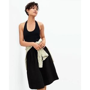 Everlane Tank Top Women Black Halter Shelf Bra Supima Cotton Shirt NEW